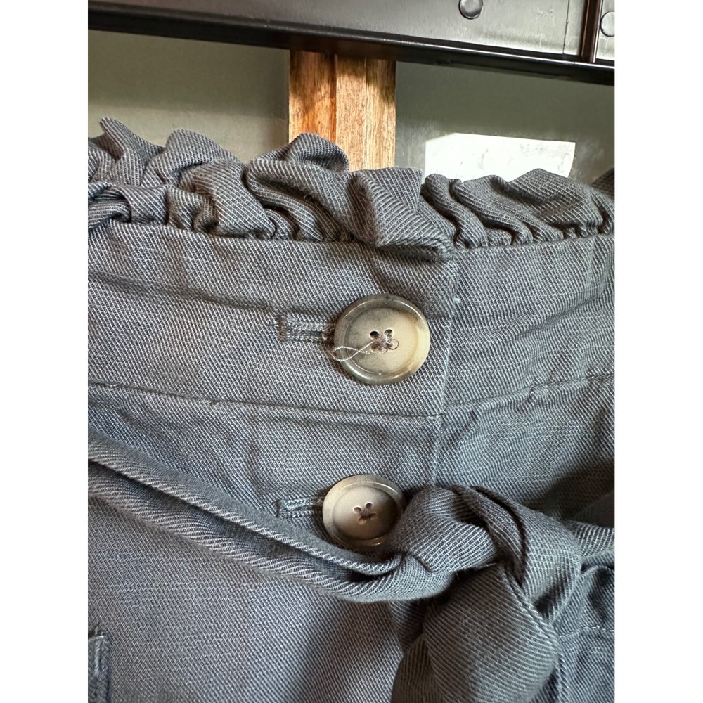 LOFT Button Front Skirt Women Blue Gray Paperbag Waist Mini Utility Trendy 10P - Picture 5 of 11